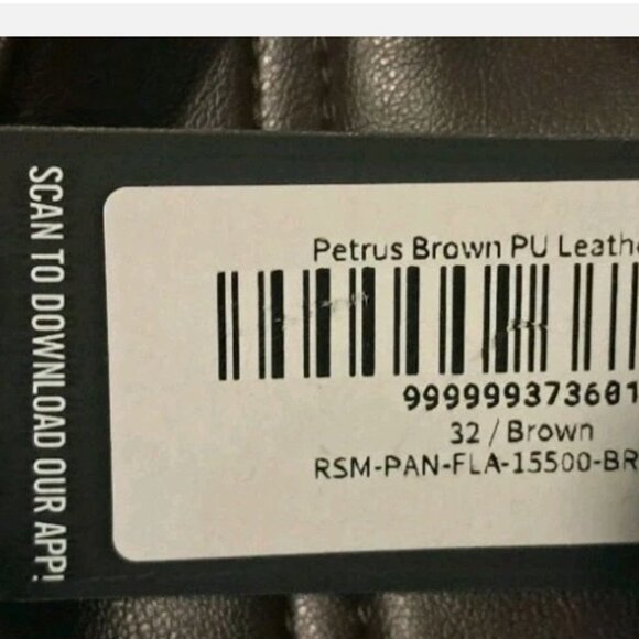 Rockstar Original Petrus Brown PU Stacked Flare Leather Jean Men's size 32 - Picture 6 of 11